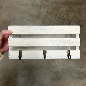 Rustic White Wall Hook Rack